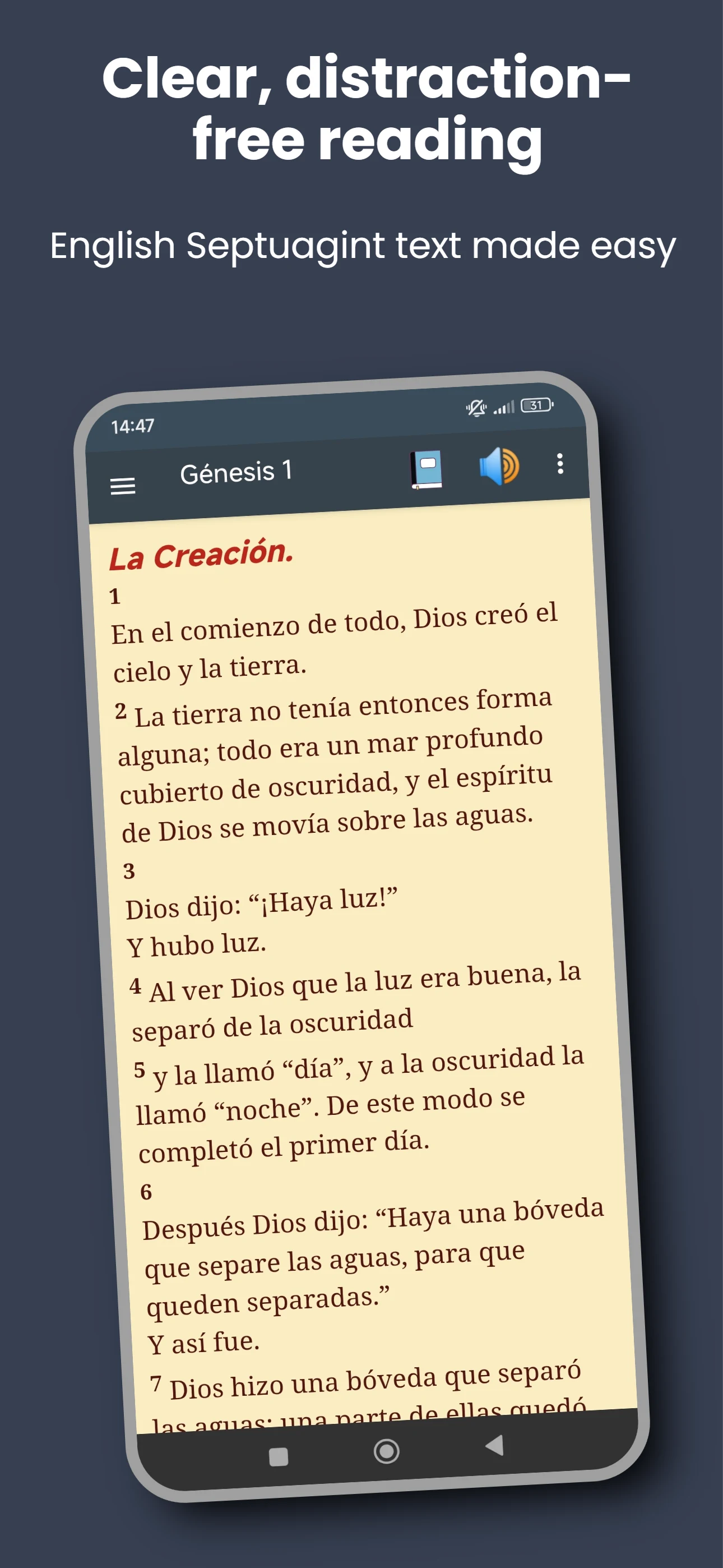 Septuagint Bible LXX, Spanish screenshot
