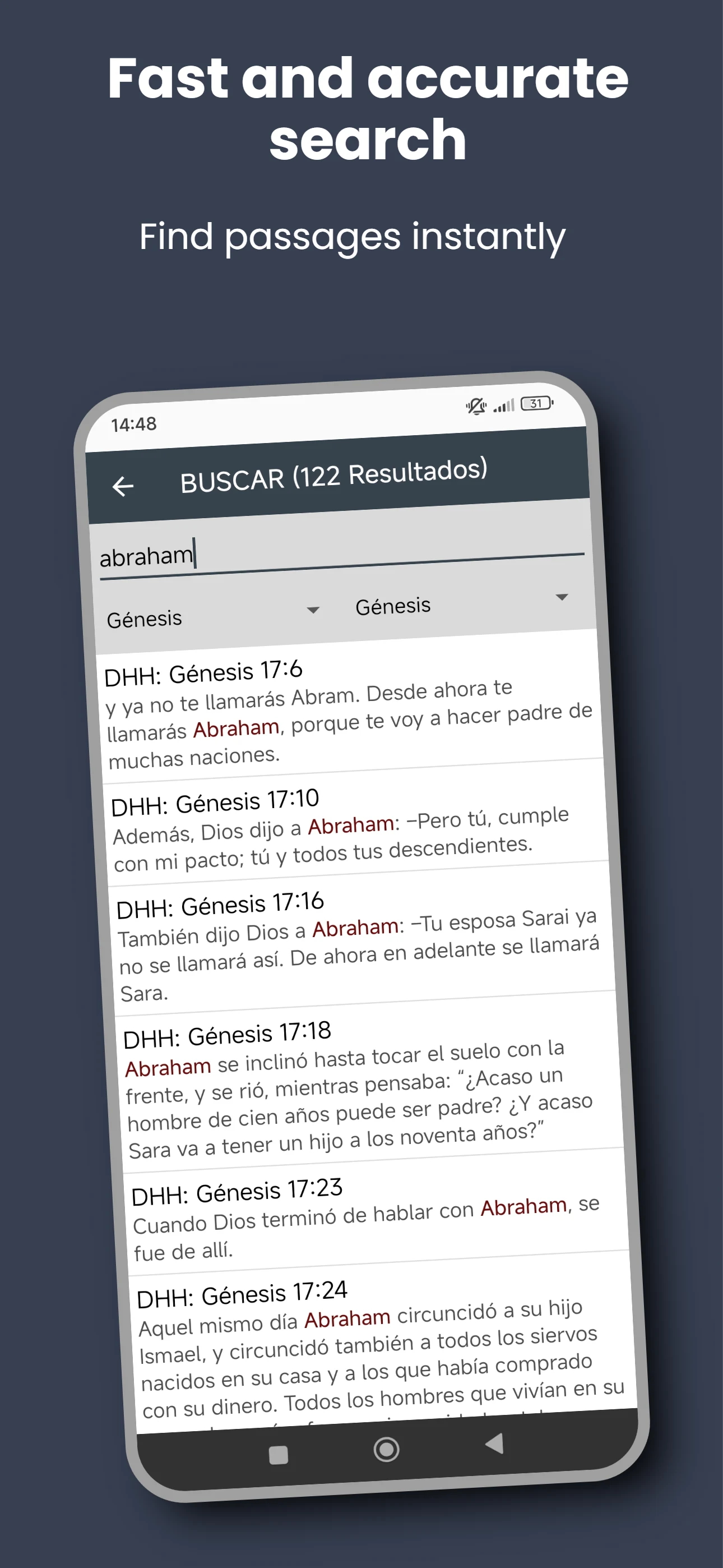 Septuagint Bible LXX, Spanish screenshot